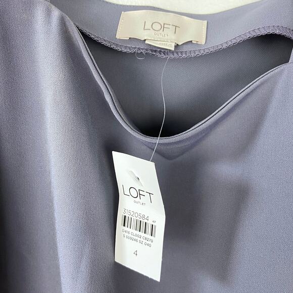 Loft Outlet Midi Sleeveless Slit Dress Blue Front Slit Fit & Flare Size 4 - Picture 10 of 12